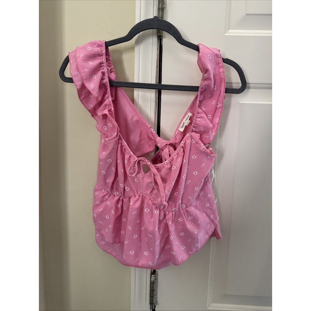 Moa Moa Womens Y2K Ruched Babydoll Floral Top Size M Coquette Fairy Romantic
